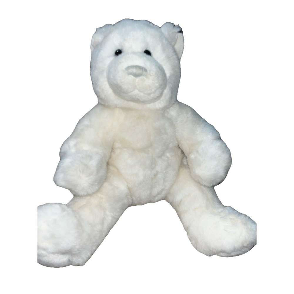 Vintage Build A‎ Bear White Polar Bear Plush 14" Black Eyes And Gray Nose